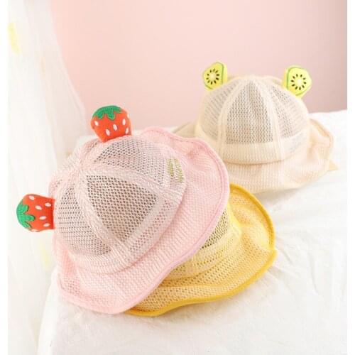 Cotton Fruit Ear Beach Bucket Cap Toddler Girls Hat Newborn Princess Lotus Leaf Baby Hat Infant Girl Sun Hat