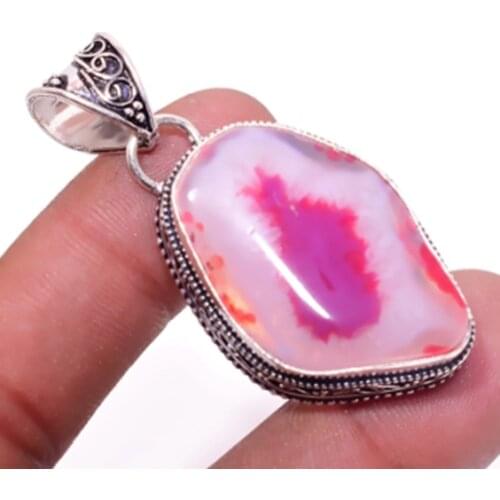 Solar Agates Pendant Silver Overlay over Copper , 53 mm, P5615