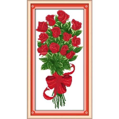 Joy Sunday Present (red) Cross Stitch Print On Canvas DMC 14CT Flowers Cross Stitch Embroidery Cross Stitch Kit For Home Decor