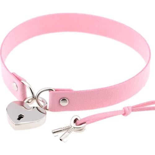 Fashion Simple Flannel Choker Necklaces with Metal Heart Lock Pendant Halloween Party Collar Women Jewelry Accessories Gift New