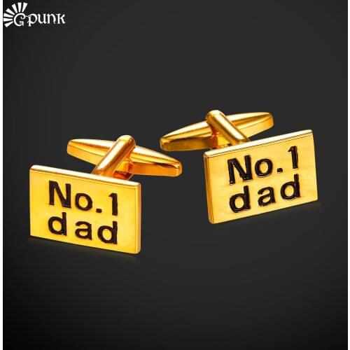 No.1 Dad Men Gufflinks Gift for Father High Quality yellow Gold/ color Wholesale 2016 New Novelty Jewelry 1990G