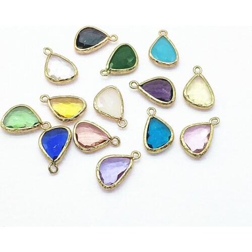 New arrival! 20x12mm 100pcs Copper/glass Drop Charm for Necklace Making DIY parts,Jewelry Findings & Components