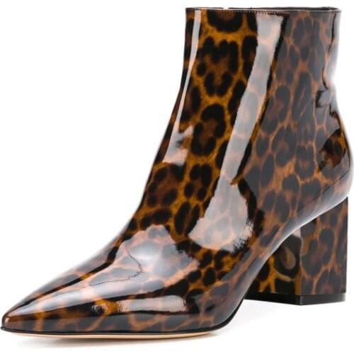 Autumn Leopard Point Toe Low-heeled Womens Boots Black Rhinestone High Heel Women Boots Black Hollow Mesh Chunky Heel Boots