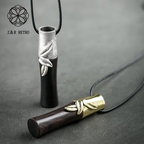 Unique Bamboo Women Pendants Necklaces Vintage Sandalwood Jewelry Handmade Long Female Girl Rope Sweater Chain Fashion Necklace
