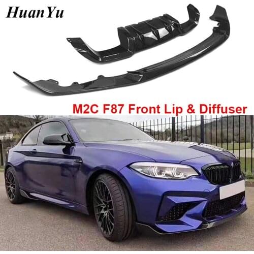 M2C F87 Carbon Fiber MP Front Lip Diffuser for BMW 2 Series Bumper Lips Splitter 2016 2017 2018 + Car Styling Auto Parts M2