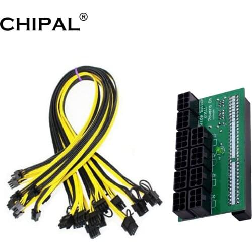 CHIPAL 750W-1200W PSU Power Supply Breakout Board 10/9 Ports PCIe 6 Pin ATX Power Module with 18AWG 6Pin to 8Pin Power Cable