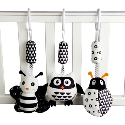 Cartoon Animal Stuffed Hanging Rattle Toy with Wind Chimes Baby Bed Crib Car Seat Travel Stroller Soft Plush Toys Birthday