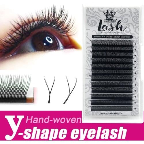 MASSCAKU Sell 8-15mm Length Y Lash Extensions Of Fanning Eyelash Extensions And Y-Shaped Lashes For Beaty Makeup