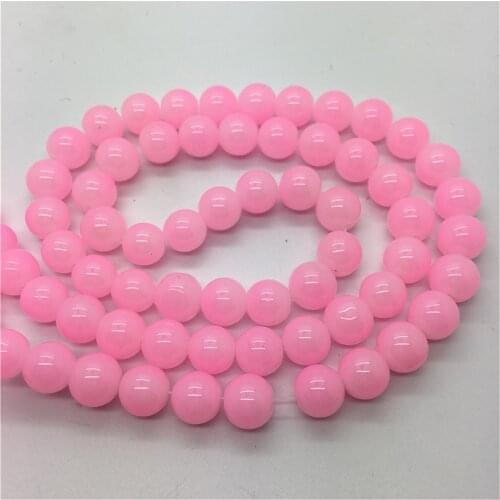 4 6 8 10mm Pink Glass Round Loose Beads DIY Bracelet Earrings Charms Necklace Beads For Jewelry Making #YL0039