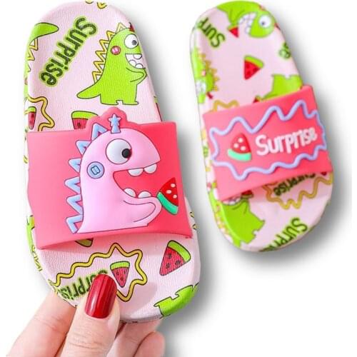 Slippers For Boy Girl Home Dinosaur Shoes Summer Toddler Flip Flops Soft Bottom Baby Indoor Beach Love Kids Shoes Family Style