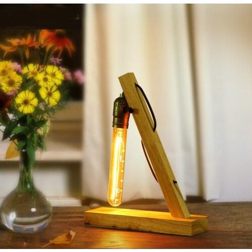 Loft Edison wood Cafe book desk lamp wood creative personality old Lamp Retro Table Lamps ZCL