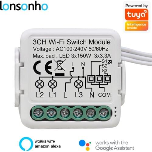 Lonsonho Tuya Smart Life WiFi Smart Switch Relay Module With Neutral Wireless Remote Control Works With Alexa Google Home
