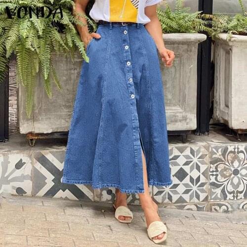 Женские юбки джинсовые VONDA China At AliExpress