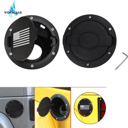 WISENGEAR Fuel Tank Filler Gas Door Oil Case Spray Aluminum Cap ABS USA Flag Tank Cover For Jeep Wrangler JK 2 4 Door 2007 -2017