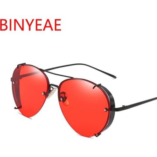 Oversized Sunglasses Women Vintage Brand Designer Hipster Red Metal Steampunk Sunglasses For Female Luxury
