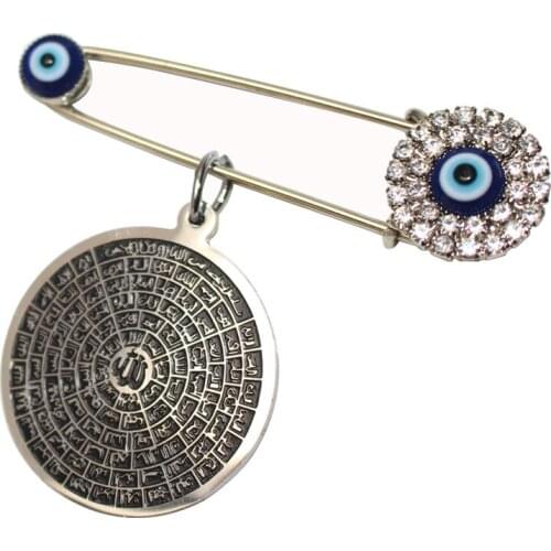 ZKD muslim islam Asma-ul-Husna 99 Names of ALLAH evil eye Stainless Steel brooch