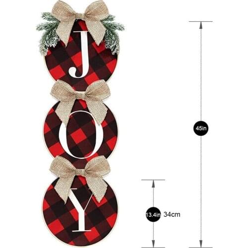 Joy Sign Christmas Decoration For Front Door Rustic Burlap Wooden Holiday Decor For Home Window Wall Farmhouse