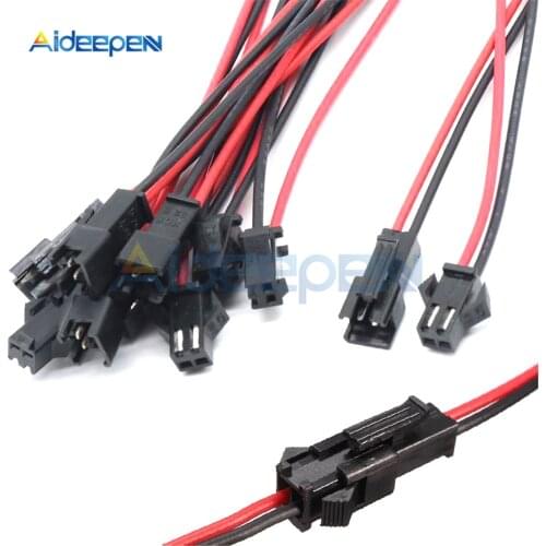 10 Pairs 10CM/15CM/30CM JST SM 2 Pins Connector Plug Male To Female Wire Connectors Cable 3mm for LED Strips Lamp Driver