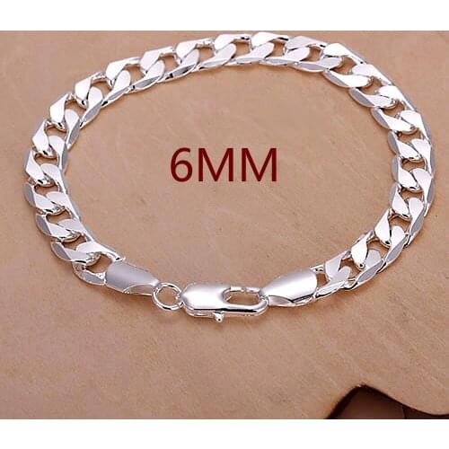 10 pcs 6 mm Fashion Silver Bracelet Men Jewelry Bracelets Classic Men Free Antiallergic High Quality Free Shipping