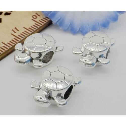 100Pcs Tibetan Silver Big hole Tortois Spacer Beads Fit Jewelry 18mm Hole:4mm