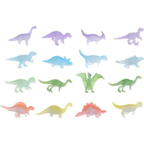 16pcs Glow in the Dark Dinosaur Toy Luminous Dinosaur Model Figure Toy Decoration Party Favor Gift for Kids (Random Style)