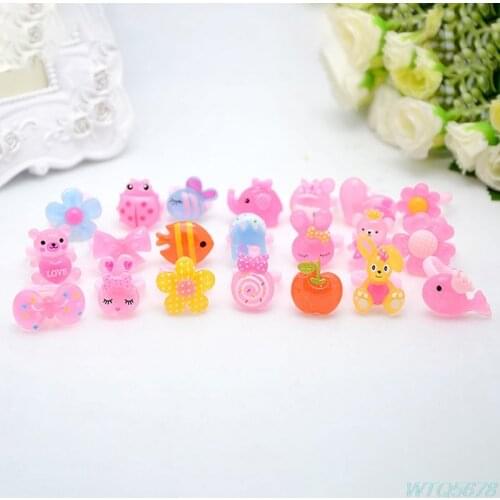 20pcs Sweet Kids Flower Animal Rings Children Jewelry Fashion Ring Girls Gift
