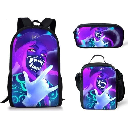 2021 3pcs/Set Backpack Game Song Kda The Baddest Backpack Shoulder Bags 3D Print Fashion School Bag Mochilas Student Backpack