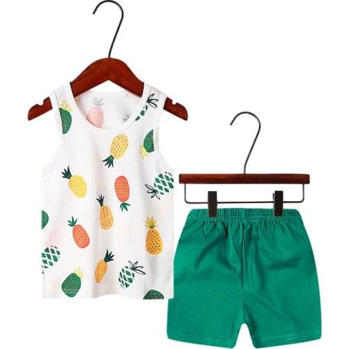 2021 Summer Baby Boys Girls Clothes 100% Pure Cotton Infant Babies Sleeveless Vest Tops + Shorts Sets Newborn Fashion Outfits