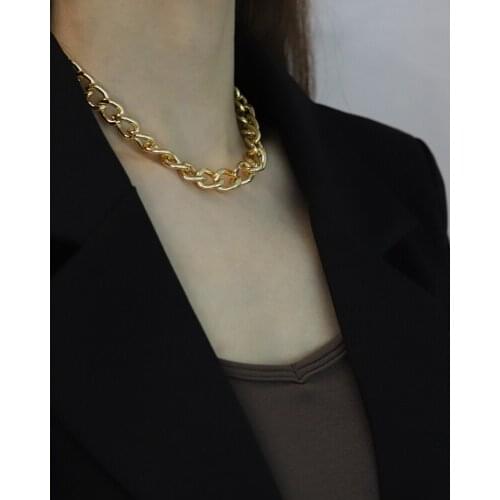 2021 Punk Hip Hop Curb Cuban Thick Short Choker Necklace Men Simple Minimalist Chunky Collar Necklace Women Jewelry Party