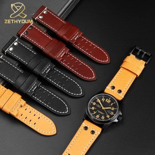 26mm High Quality Genuine Retro genuine Leather watchband for l-uminox 1879 1920 1921 1925 1927 Watch Strap Watches Accessories