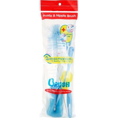 5Pcs 360 Rotation Baby Milk Bottle Brushes Feeding Straw Nipple Cleaning Tool