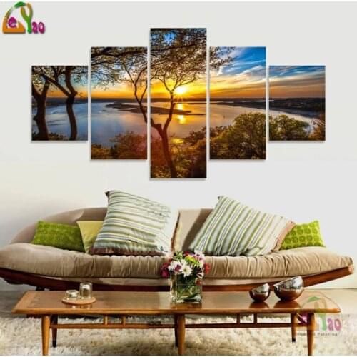 5 Pieces Tree Landscape Large Size Beautiful Modern Home Decor 5d DIY Diamond Painting Wall Art Picture House Decorationr
