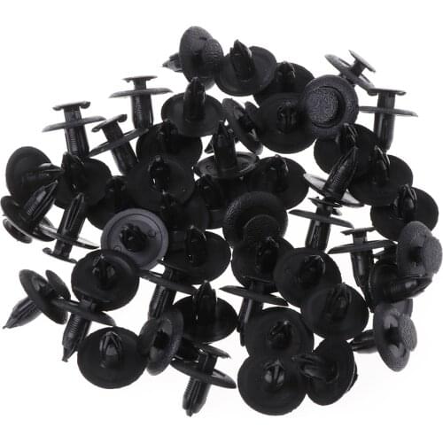 50 Pcs Black Car Door Fender Trunk Fastener Panel Clips Rivet 6mm Hole For Mazd