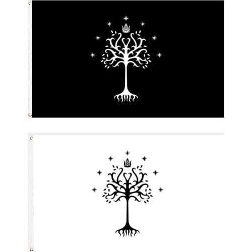 60x90cm/90x150cm Tree of Gondor Flag 2x3ft/3x5ft Black White Decorate Banner