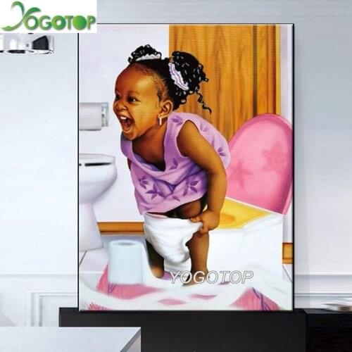 Diy Diamond Painting Full Square Round Drill African toilet girl 5D mosaic Daimond Embroidery puzzle bathroom Decor WC YY2355