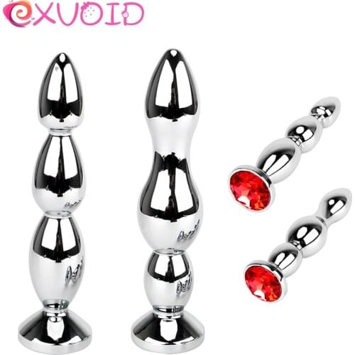 EXVOID Metal Anal Plugs Heavy Long Prostate Massage Stainless Steel Sex Toys for Men Women Gay Butt Plug Anus Beads Erotic
