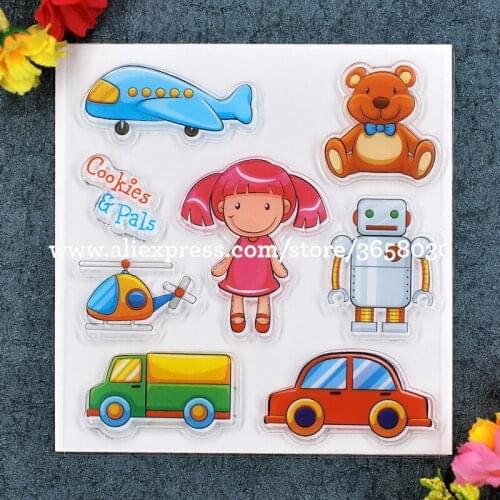 Girl car robot Bear Scrapbook DIY photo cards rubber stamp clear stamp transparent stamp 10.5x10.5cm 8052648