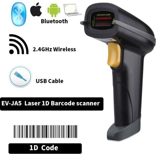 Bluetooth Barcode Scanner Handheld 1D/2D/QR BarCode Reader Support BT 2.4G Wireless USB Wired Connection for Supermarket EVAWGIB