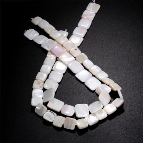 White Flat Mother of Pearl Shell Beads Geometric Natural Pearl Shell Beads For Jewelry Bracelet Necklace Earrings Making 14.5
