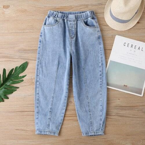 Childrens Pants 2021 Spring New Teen Girls Jeans Casual Loose Solid Kids Denim Pants for Girls Baby High Quality Jeans Trousers