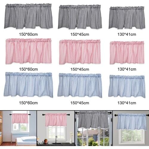 Window Tier Buffalo Check Half Rod Pocket Half Curtain Pub Covering Drape
