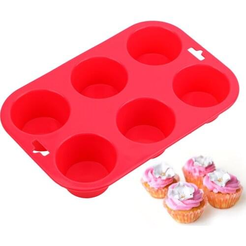 Cake Mould Muffin Moussi Mold 6 Holes Silicone Round Ice Tray Pudding Baking DIY Tool Chocolate Cake Cup