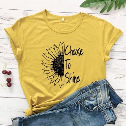 Choose To Shine T-shirt Aesthetic Women Tumblr Grunge Christian Tee Shirt Top Casual Summer Graphic Inspirational Quote Tshirt