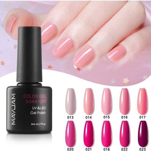 8ml MAYJAM Nail Varnish Nude Pink Color All For Manicure Vernis Semi Permanent UV Nail Base Top Gel Polish Nail Art Decorations