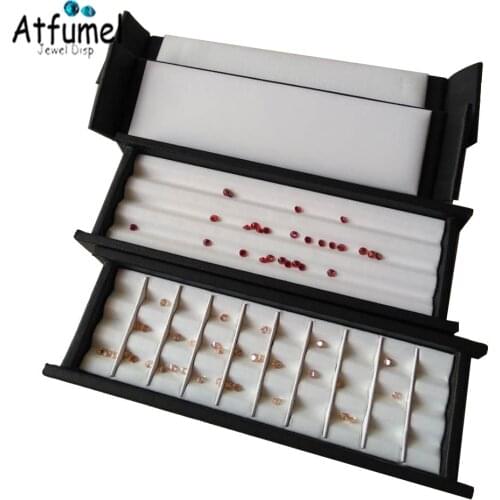 PU Diamond Jewelry Box Loose Diamond Jewellery Organizer Box Gemstone Beads Jewelry Packaging Tray Zircon Gift Box Showcase