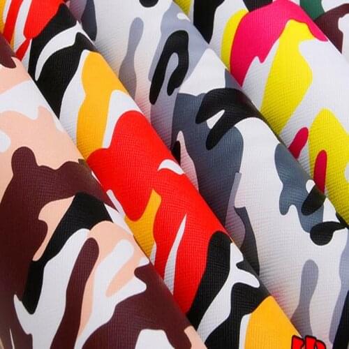 Faux Leather Fabrics Synthetic Printing Camouflage Leather PVC Artificial Leather Cloth for sewing material High Quality Hide