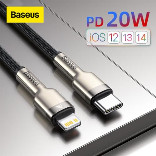 Baseus USB C Cable for iPhone 12 Pro Max PD 20W Fast Charge Cable for iPhone 11 8 Charger USB Type C Cable for Macbook Pro