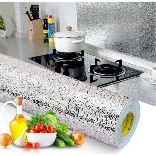 Kitchen Oil-proof Waterproof Stickers Aluminum Foil Kitchen Stove Cabinet Self Adhesive Wall Sticker DIY Wallpaper
