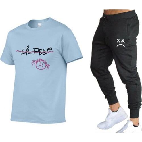 Hot-Selling Summer T-Shirt Pants Lilp Casual Brand Fitness Jogger Pants T Shirt Hip Hop Fashion Mens Tracksuits new
