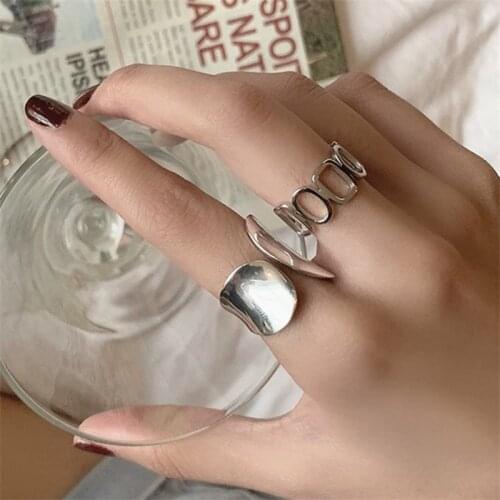 Minimalist Simple Width Rings for Women New Fashion Creative Hollow Geometric Handmade Party Adjustable Jewelry Gifts
